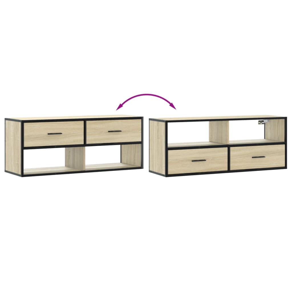 TV Cabinet Sonoma Oak 100x31x39,5 cm Engineered Wood and Metal