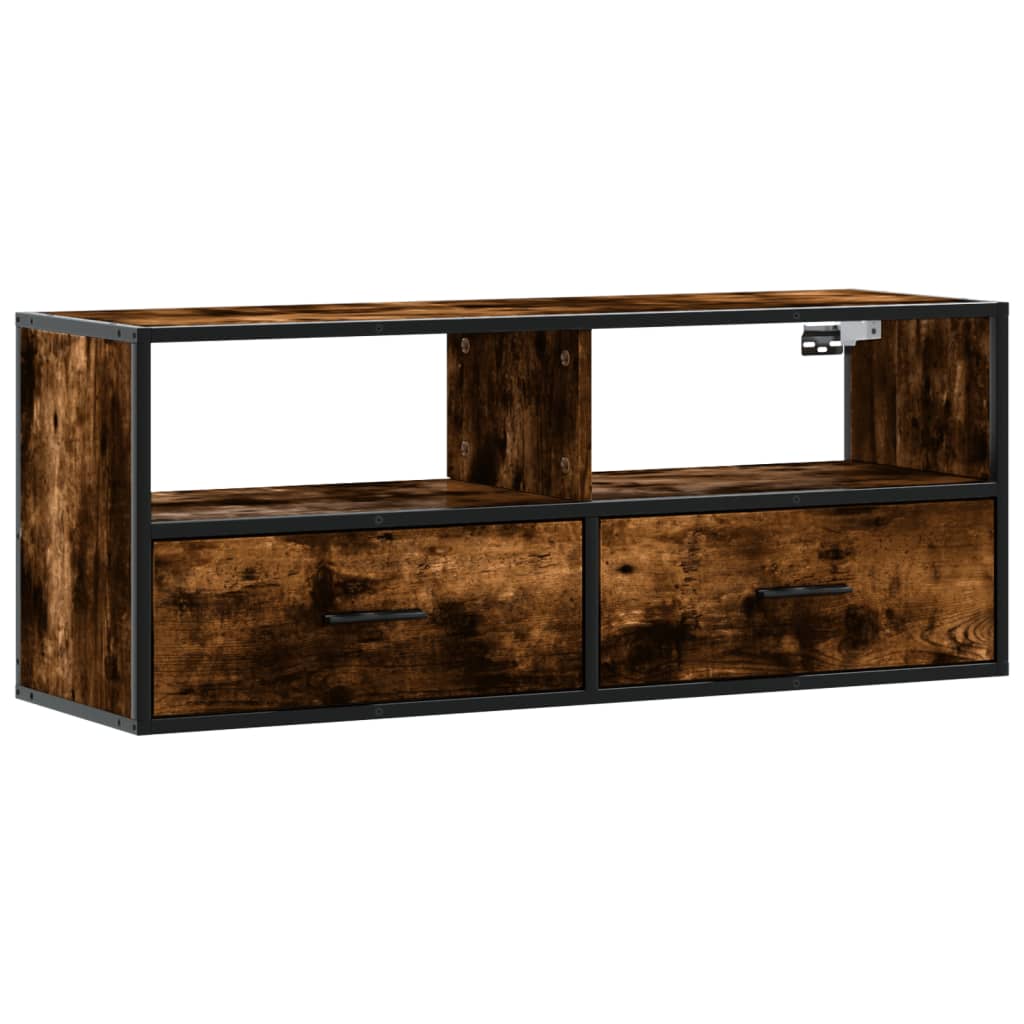 TV Cabinet Smoked Oak 100x31x39,5 cm Engineered Wood and Metal