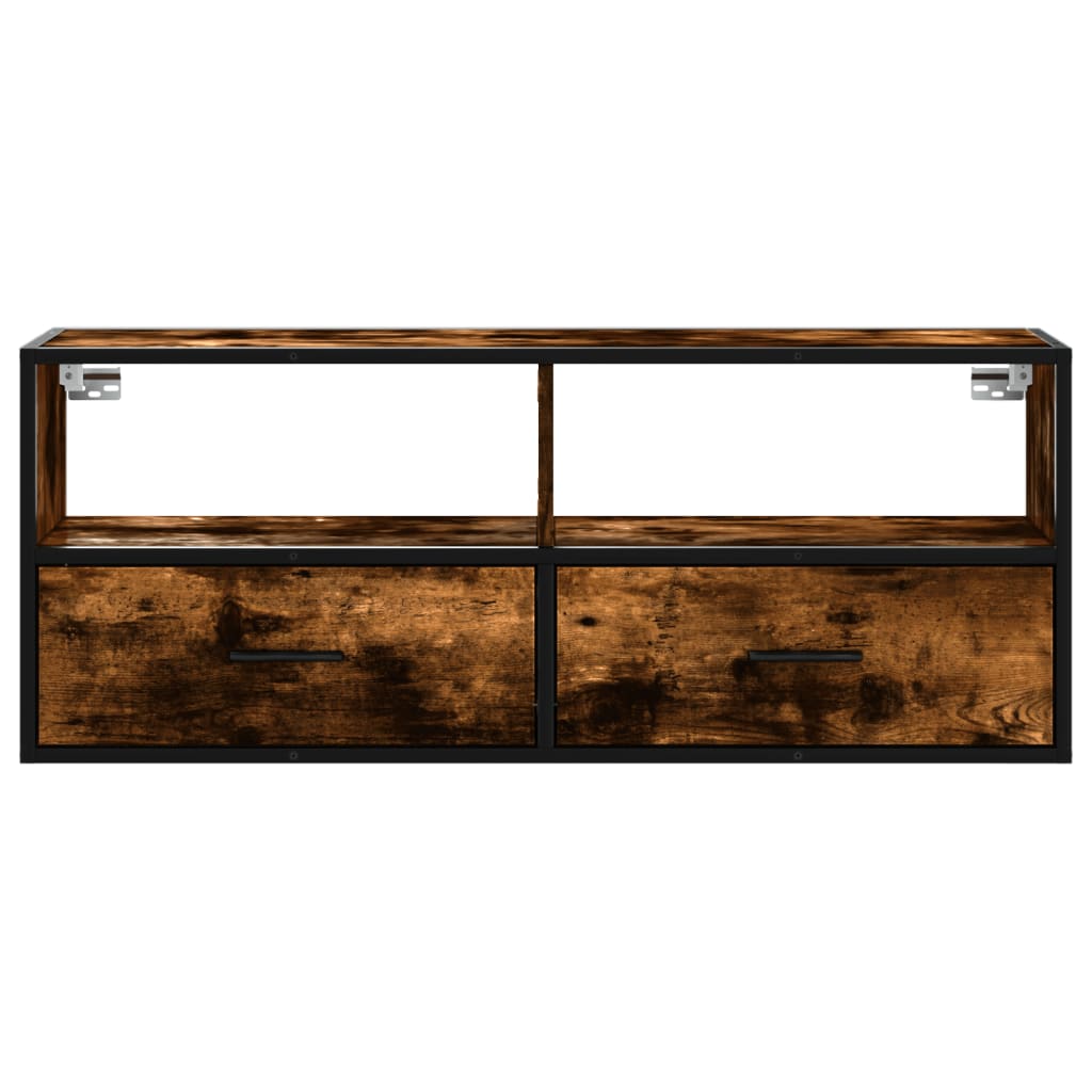 TV Cabinet Smoked Oak 100x31x39,5 cm Engineered Wood and Metal