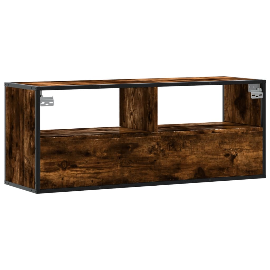 TV Cabinet Smoked Oak 100x31x39,5 cm Engineered Wood and Metal