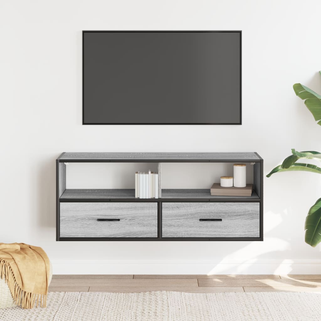 TV Cabinet Grey Sonoma 100x31x39,5 cm Engineered Wood and Metal