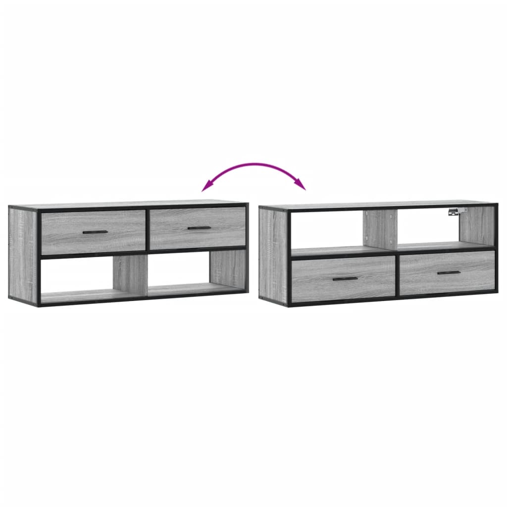 TV Cabinet Grey Sonoma 100x31x39,5 cm Engineered Wood and Metal