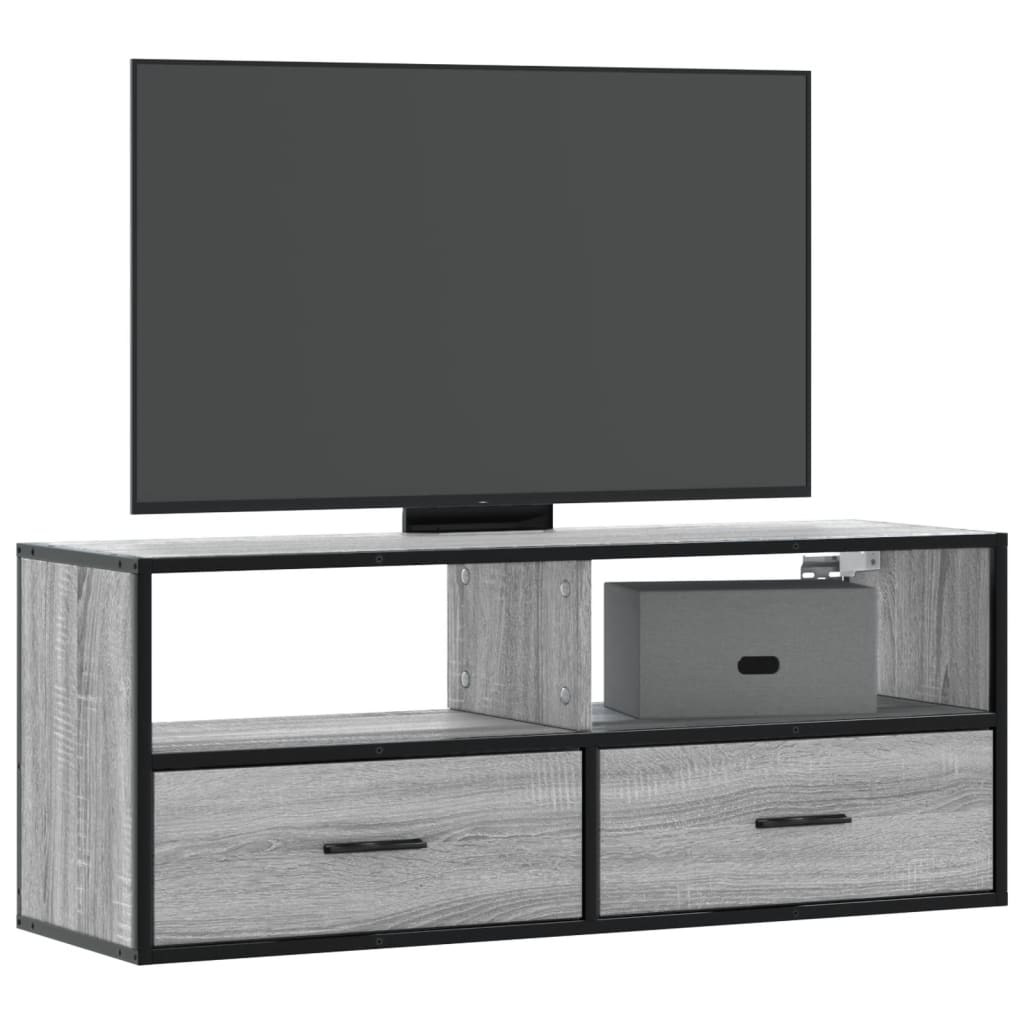 TV Cabinet Grey Sonoma 100x31x39,5 cm Engineered Wood and Metal