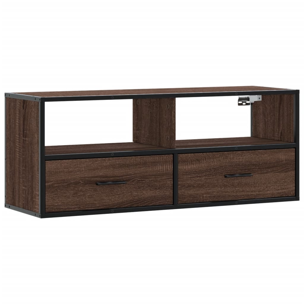 TV Cabinet Brown Oak 100x31x39,5 cm Engineered Wood and Metal