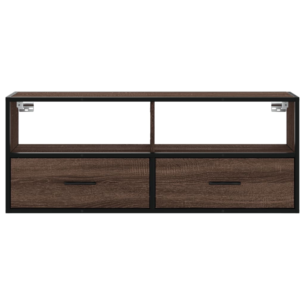 TV Cabinet Brown Oak 100x31x39,5 cm Engineered Wood and Metal