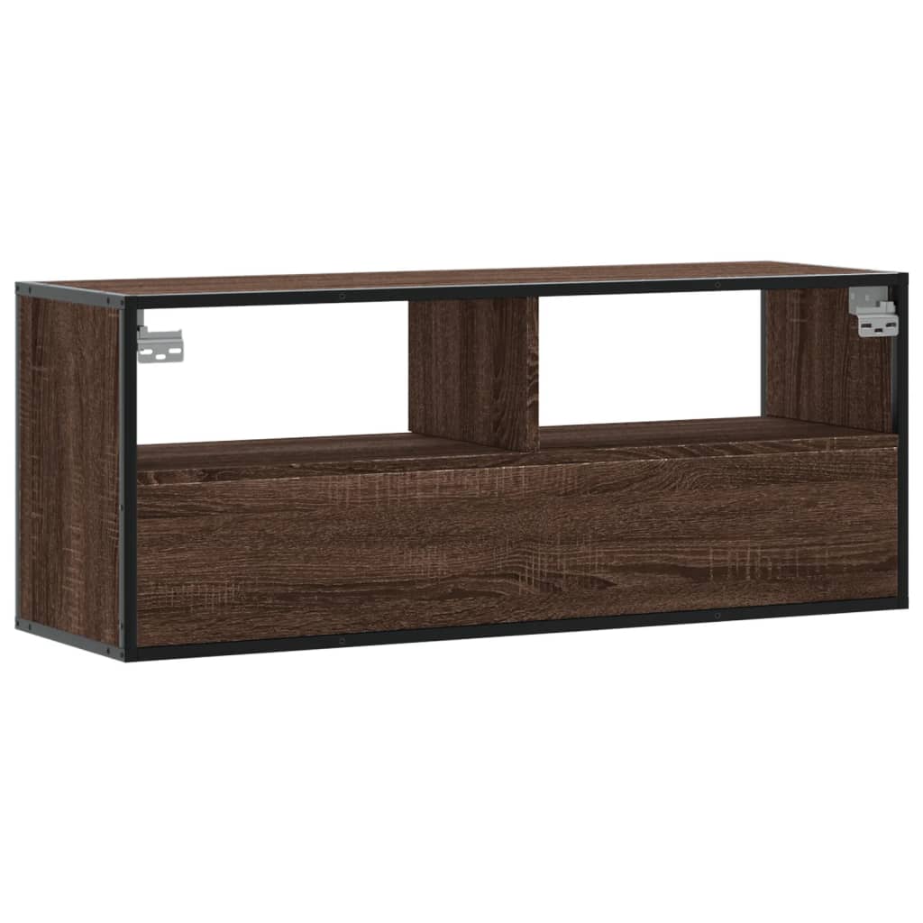 TV Cabinet Brown Oak 100x31x39,5 cm Engineered Wood and Metal