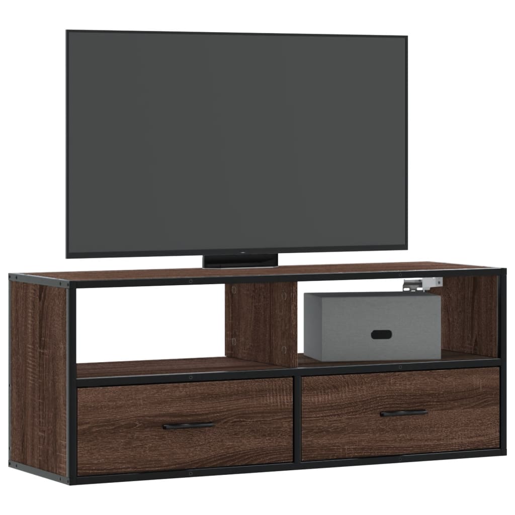 TV Cabinet Brown Oak 100x31x39,5 cm Engineered Wood and Metal