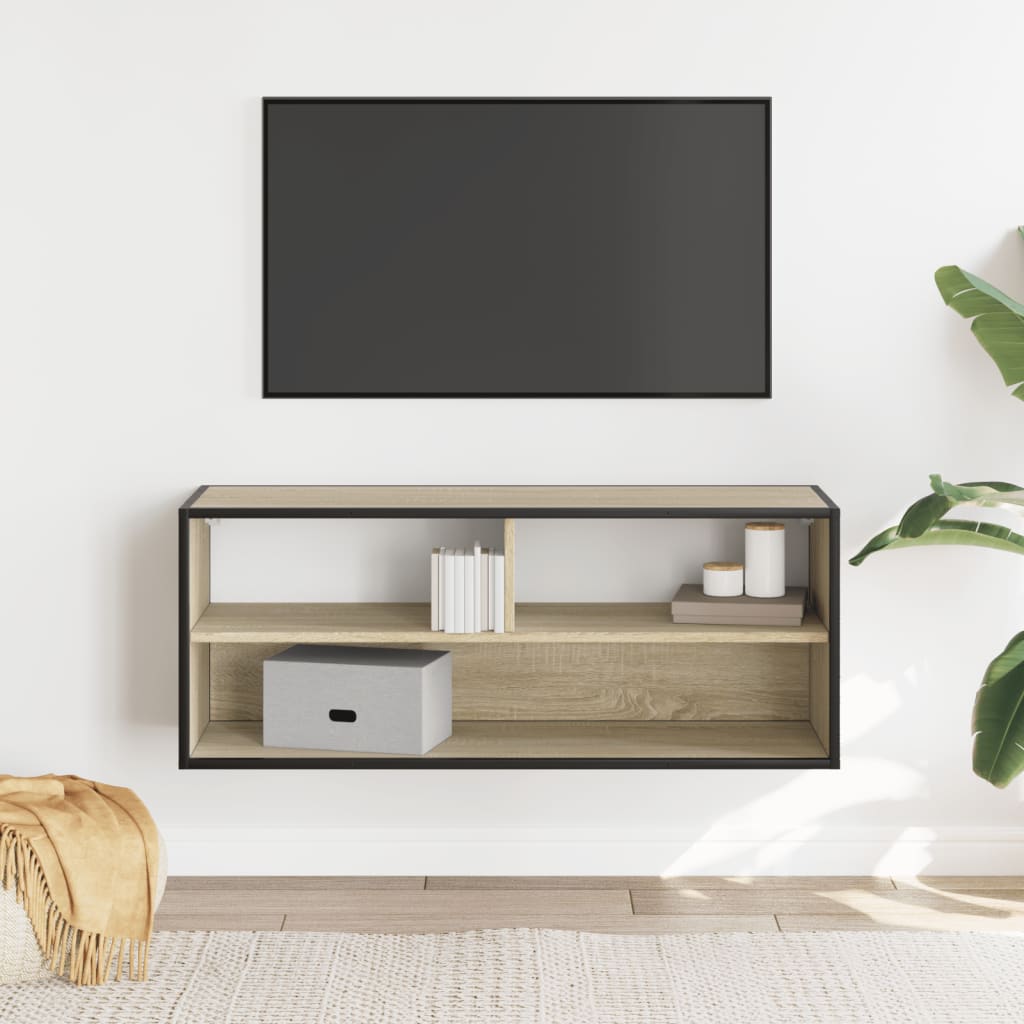 TV Cabinet Sonoma Oak 100x31x39,5 cm Engineered Wood and Metal