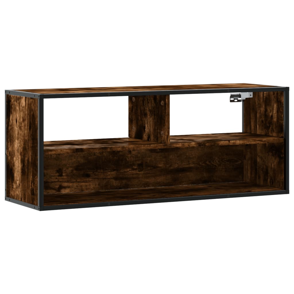 TV Cabinet Smoked Oak 100x31x39,5 cm Engineered Wood and Metal