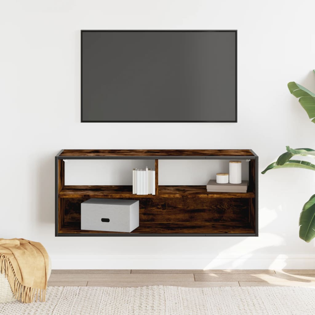 TV Cabinet Smoked Oak 100x31x39,5 cm Engineered Wood and Metal
