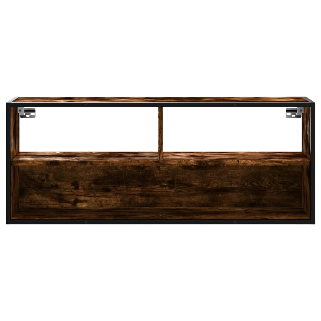 TV Cabinet Smoked Oak 100x31x39,5 cm Engineered Wood and Metal