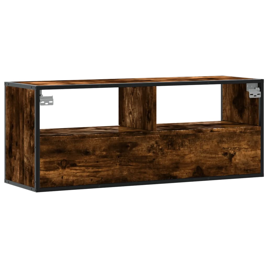 TV Cabinet Smoked Oak 100x31x39,5 cm Engineered Wood and Metal