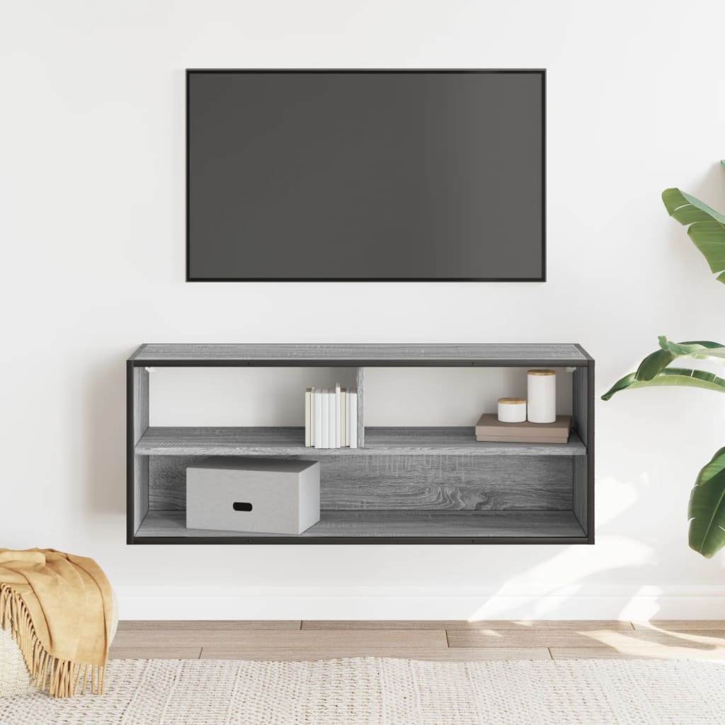 TV Cabinet Grey Sonoma 100x31x39,5 cm Engineered Wood and Metal