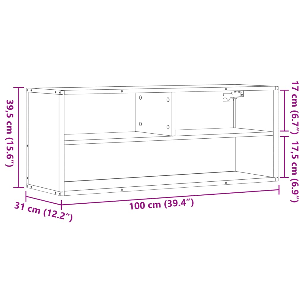 TV Cabinet Grey Sonoma 100x31x39,5 cm Engineered Wood and Metal