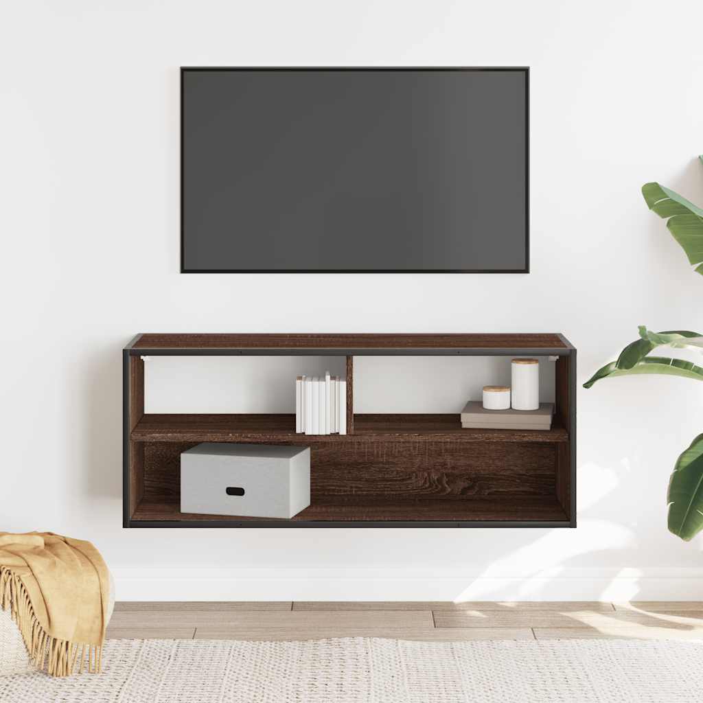TV Cabinet Brown Oak 100x31x39,5 cm Engineered Wood and Metal