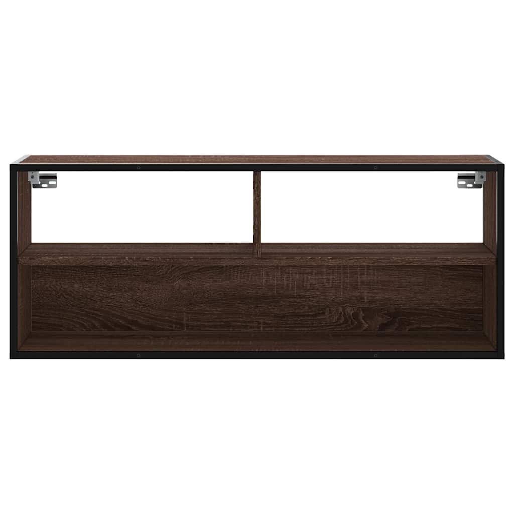 TV Cabinet Brown Oak 100x31x39,5 cm Engineered Wood and Metal