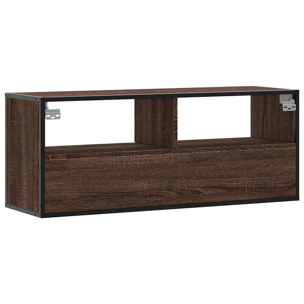 TV Cabinet Brown Oak 100x31x39,5 cm Engineered Wood and Metal