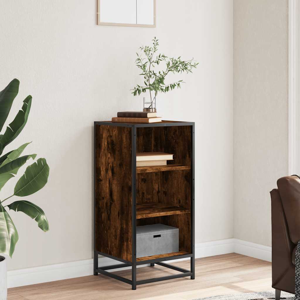 Sideboard Smoked Oak 35.5x35x76 cm Engineered Wood and Metal