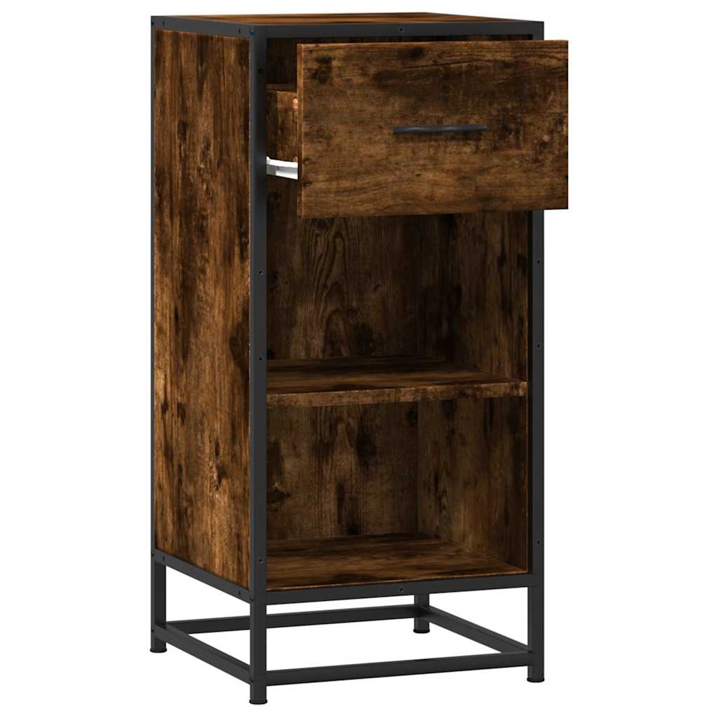 Sideboard Smoked Oak 35.5x35x76 cm Engineered Wood and Metal