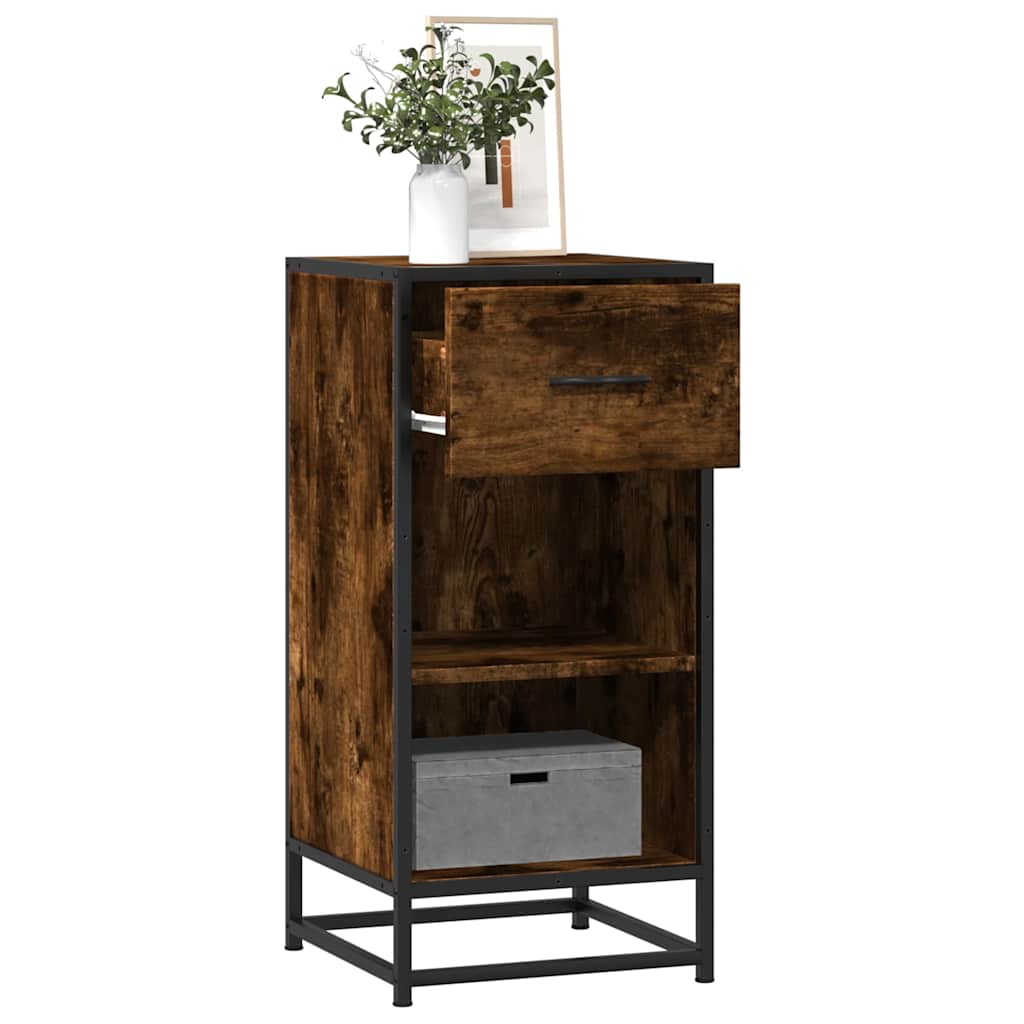 Sideboard Smoked Oak 35.5x35x76 cm Engineered Wood and Metal
