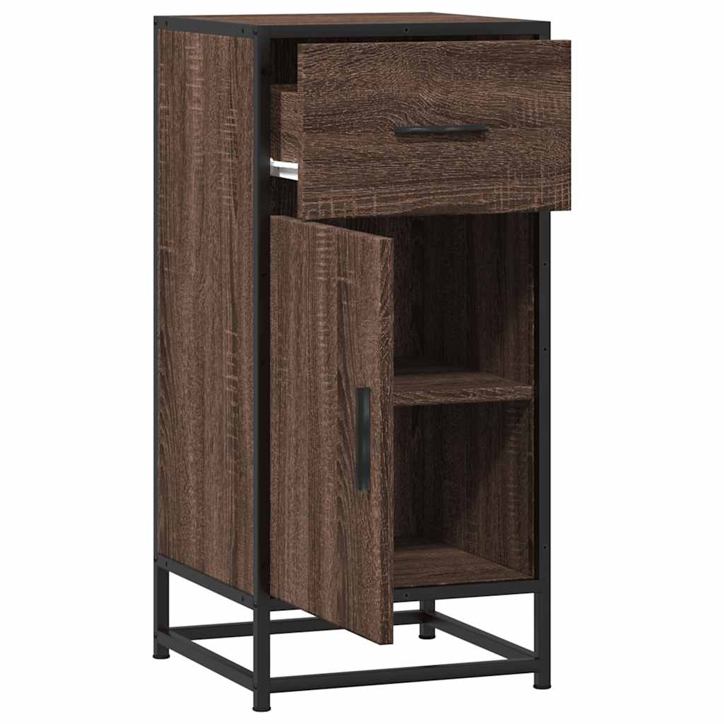Sideboard Brown Oak 35.5x35x76 cm Engineered Wood and Metal