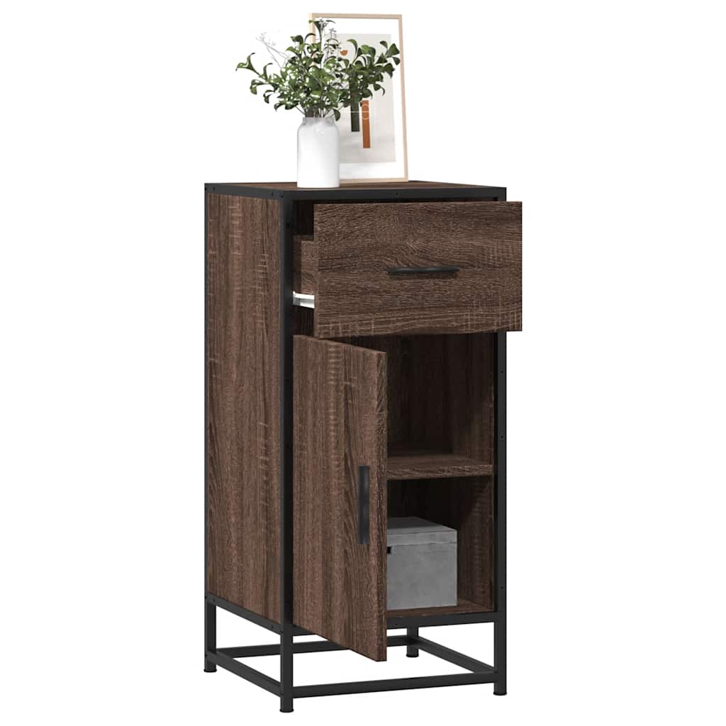 Sideboard Brown Oak 35.5x35x76 cm Engineered Wood and Metal