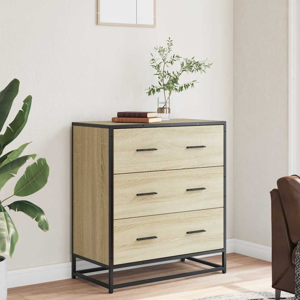 Sideboard Sonoma Oak 68x35x76 cm Engineered Wood and Metal