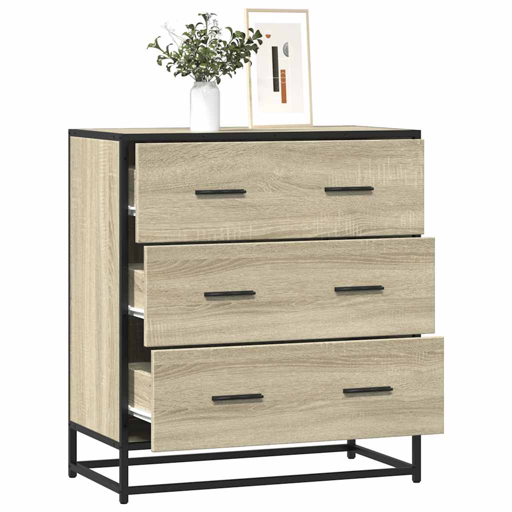 Sideboard Sonoma Oak 68x35x76 cm Engineered Wood and Metal