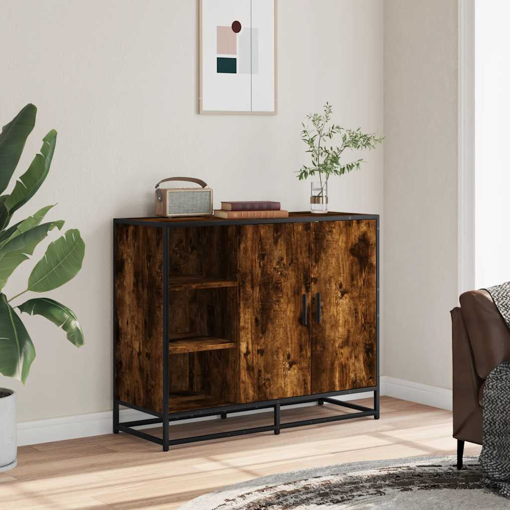 Sideboard Smoked Oak 92x35x76 cm Engineered Wood