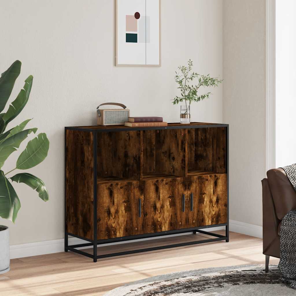 Sideboard Smoked Oak 100x35x76 cm Engineered Wood