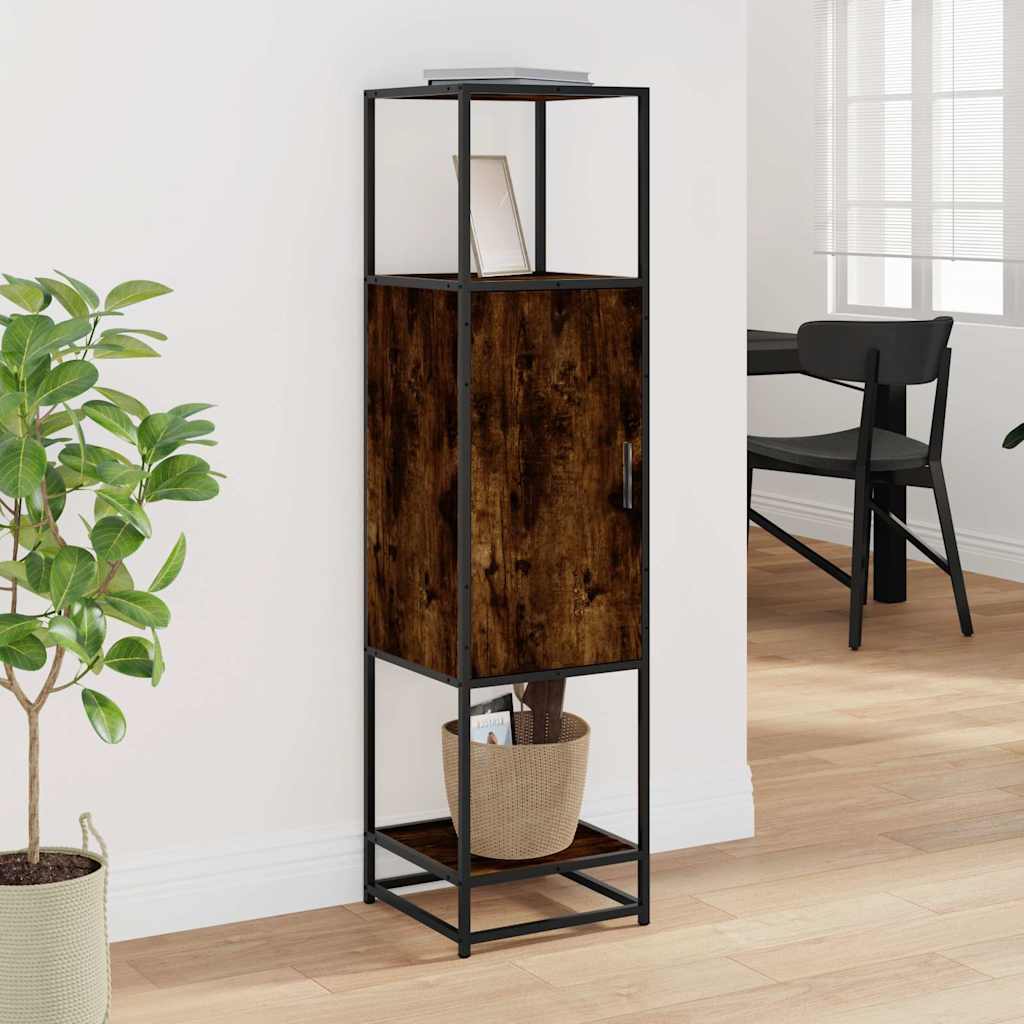 Highboard Smoked Oak 35.5x35x139 cm Engineered Wood and Metal
