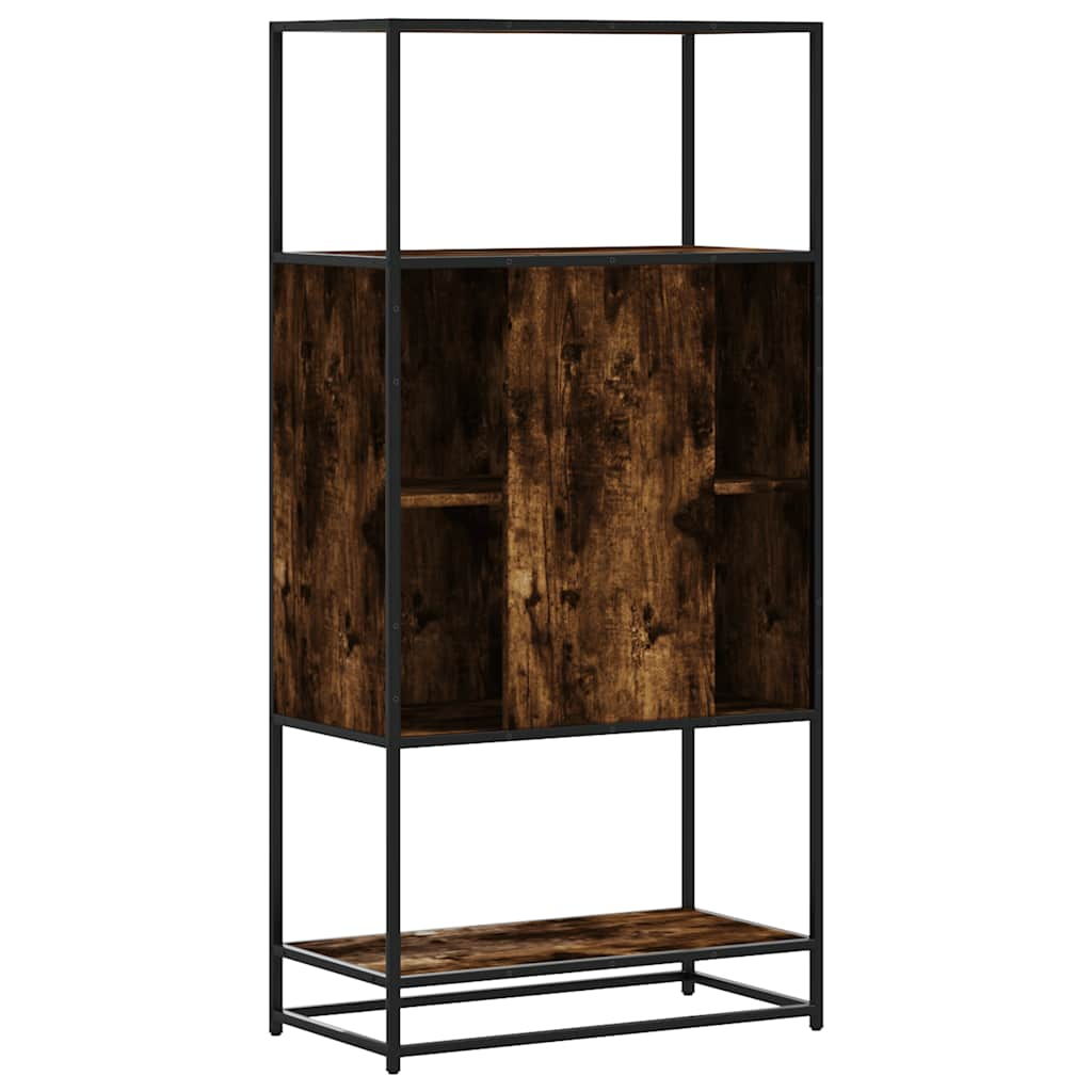 Highboard Smoked Oak 68x35x139 cm Engineered Wood and Metal