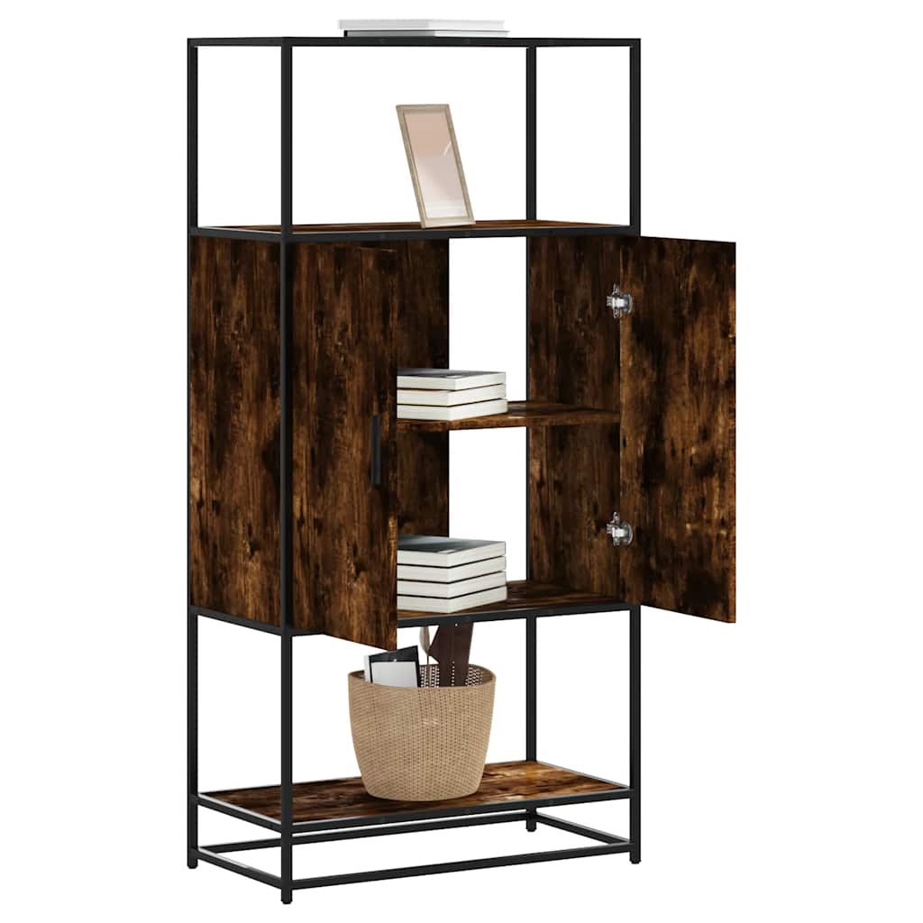 Highboard Smoked Oak 68x35x139 cm Engineered Wood and Metal