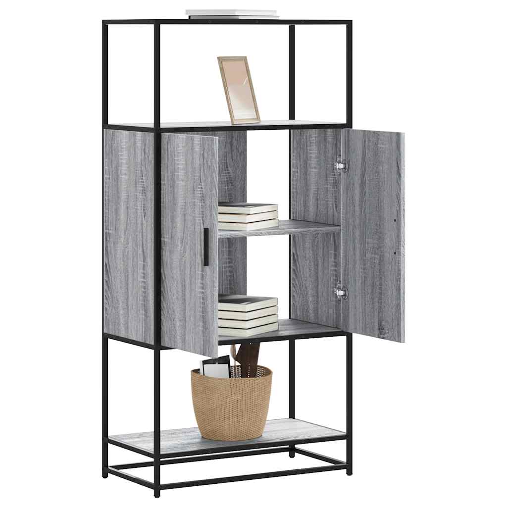 Highboard Grey Sonoma 68x35x139 cm Engineered Wood and Metal