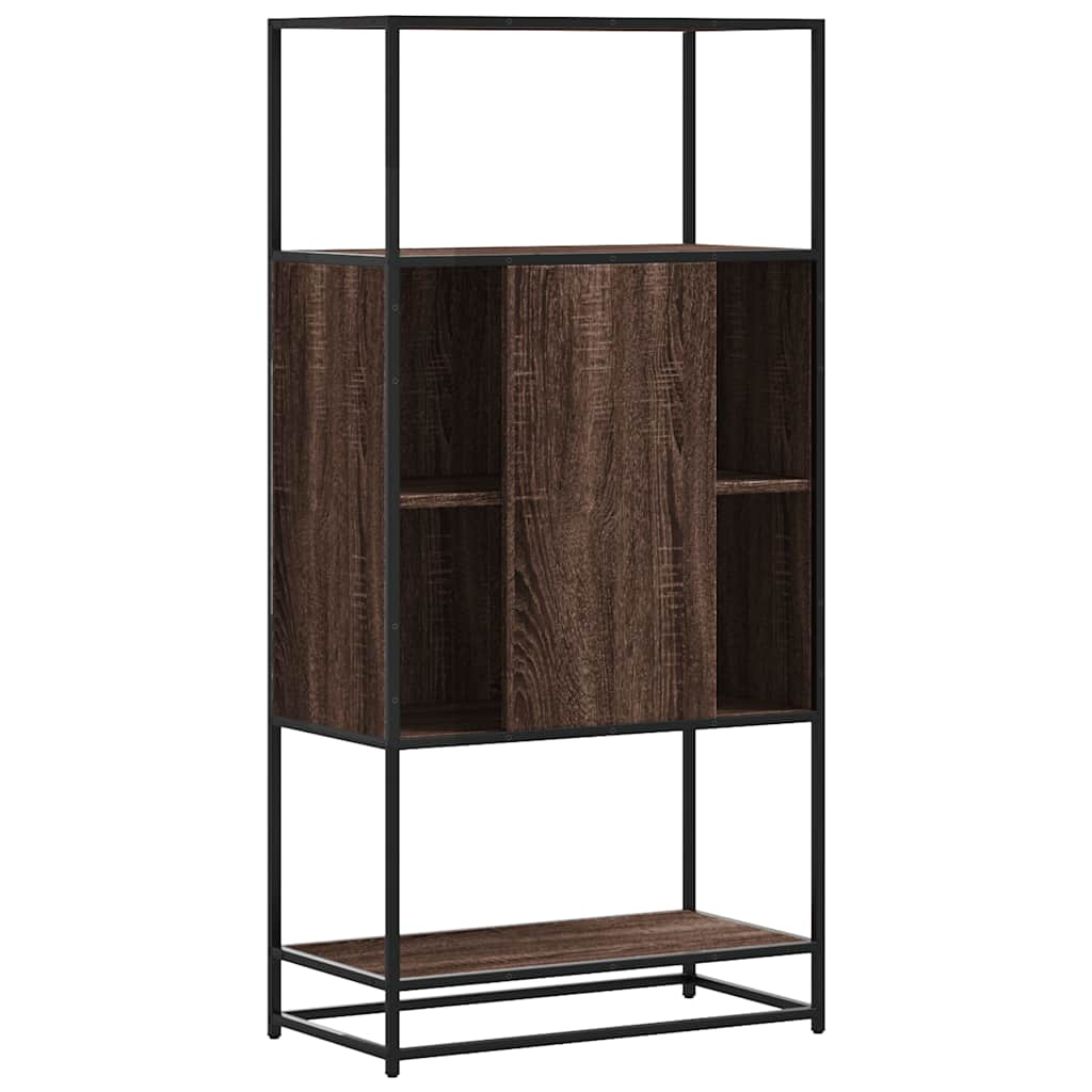 Highboard Brown Oak 68x35x139 cm Engineered Wood and Metal