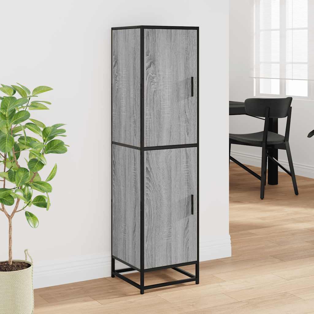 Highboard Grey Sonoma 35.5x35x139 cm Engineered Wood and Metal