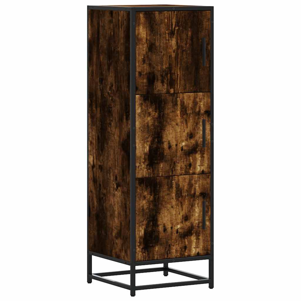 Highboard Smoked Oak 35.5x35x106.5 cm Engineered Wood and Metal