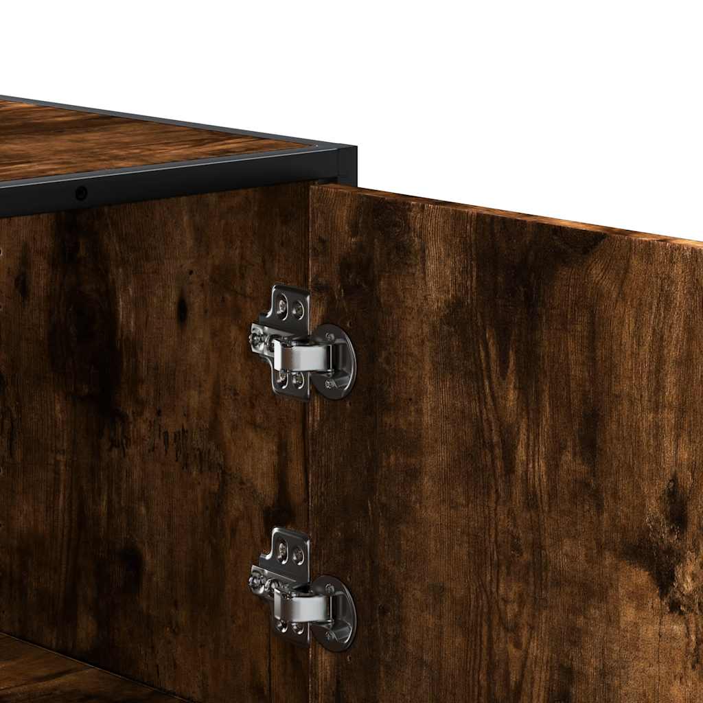 Highboard Smoked Oak 35.5x35x106.5 cm Engineered Wood and Metal