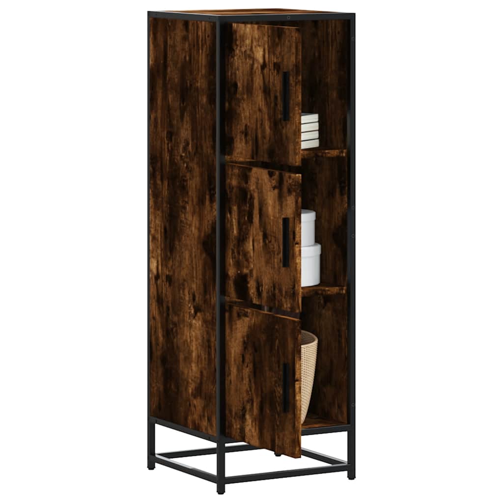 Highboard Smoked Oak 35.5x35x106.5 cm Engineered Wood and Metal