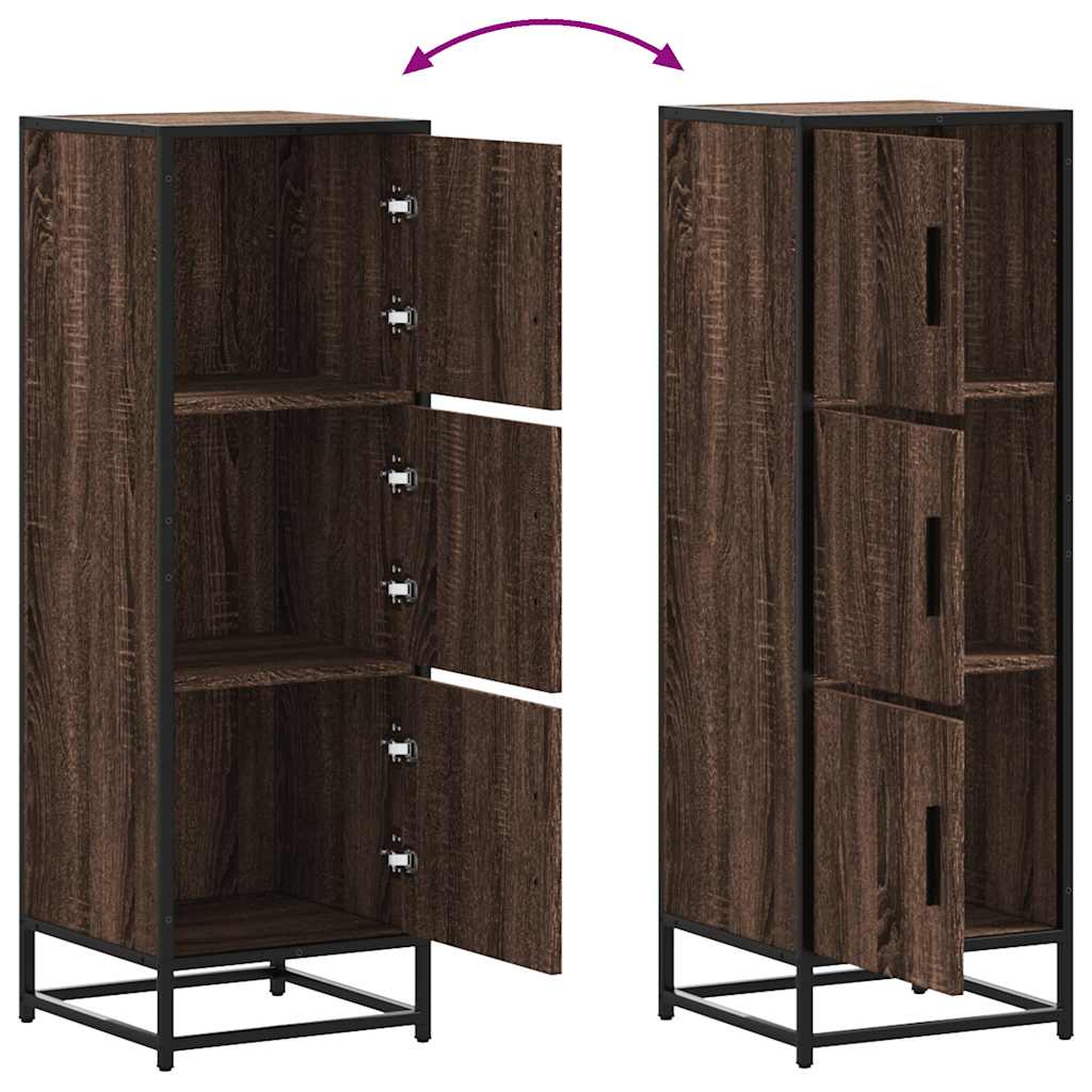 Highboard Brown Oak 35.5x35x106.5 cm Engineered Wood and Metal