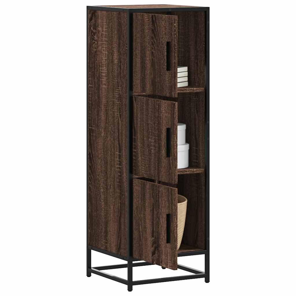 Highboard Brown Oak 35.5x35x106.5 cm Engineered Wood and Metal