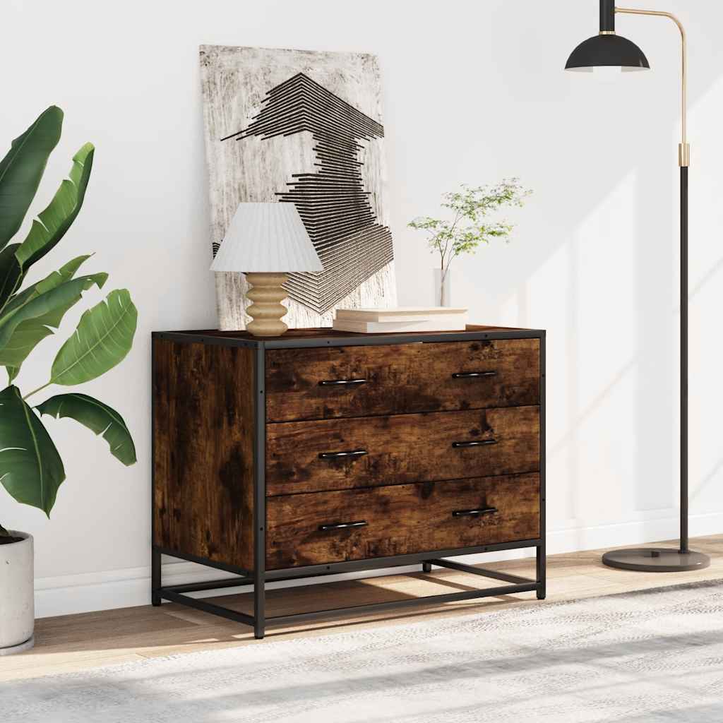 Drawer Cabinet Smoked Oak 70x41x56 cm Engineered Wood