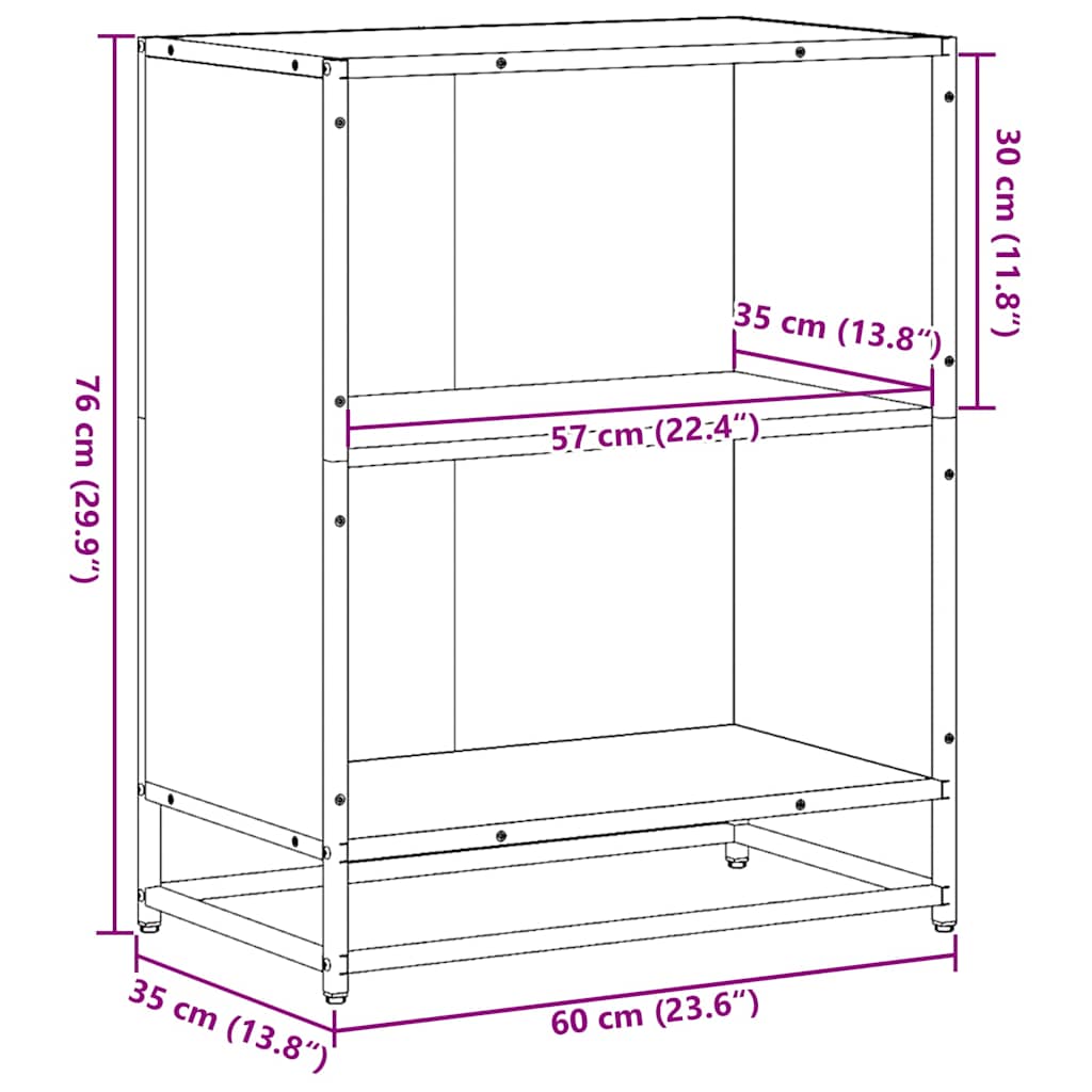 Book Cabinet Black 60x35x76 cm Engineered Wood