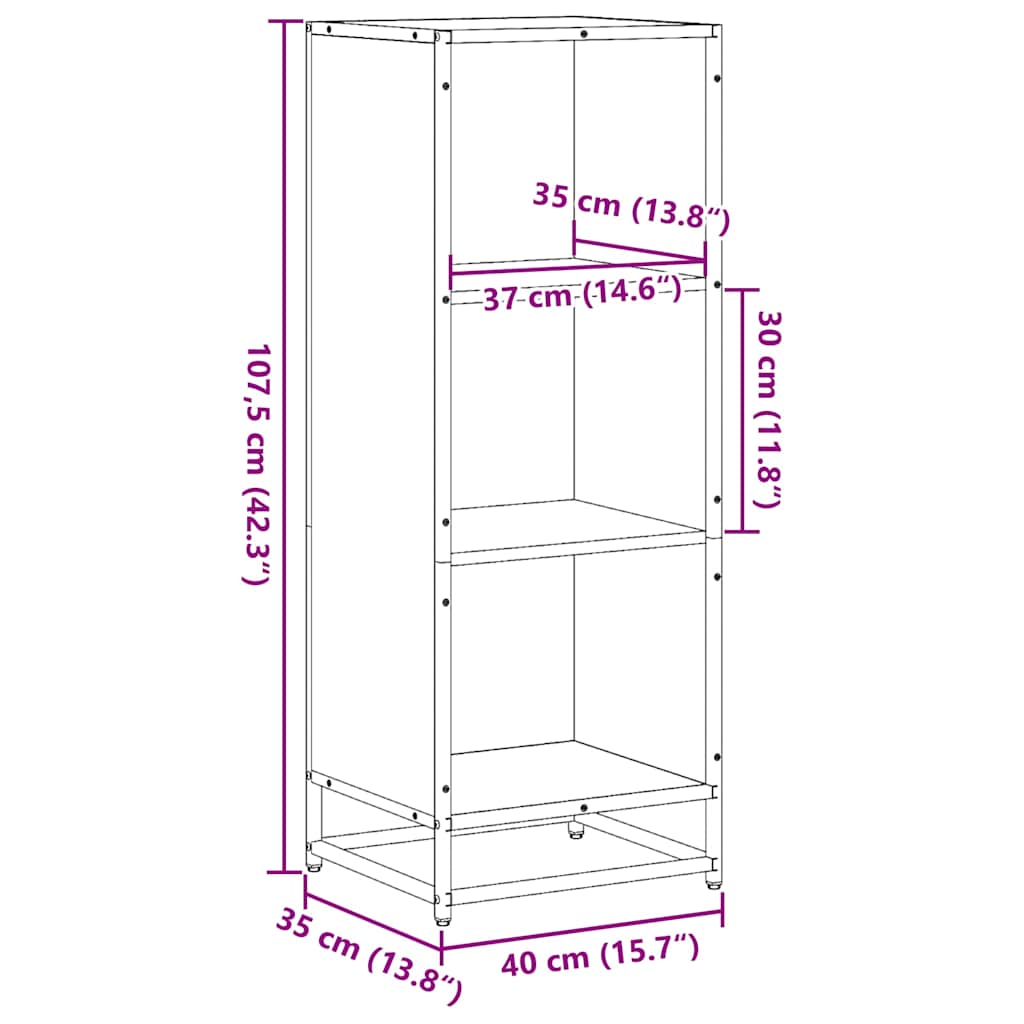 Book Cabinet Brown Oak 40x35x107.5 cm Engineered Wood