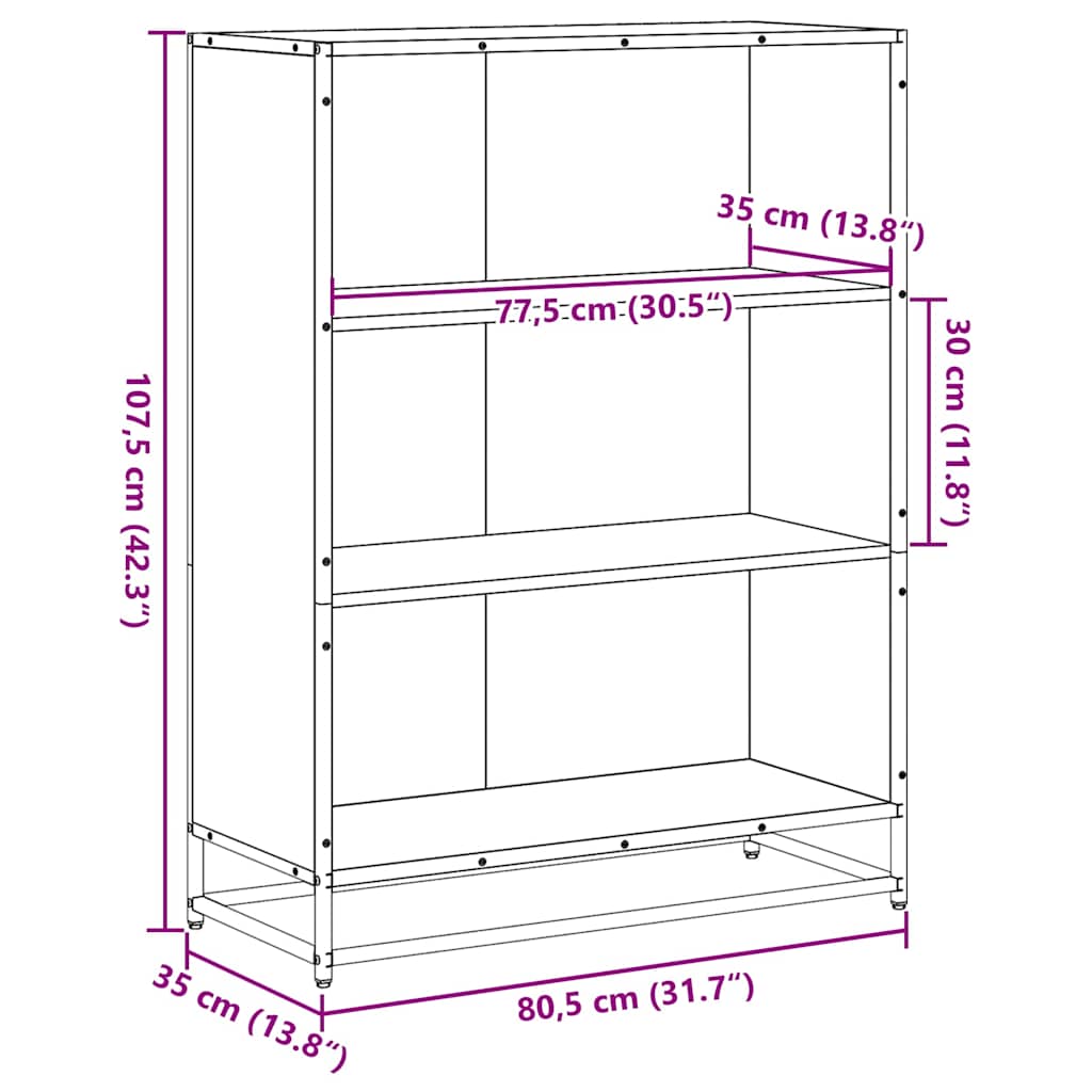 Book Cabinet Brown Oak 80.5x35x107.5 cm Engineered Wood