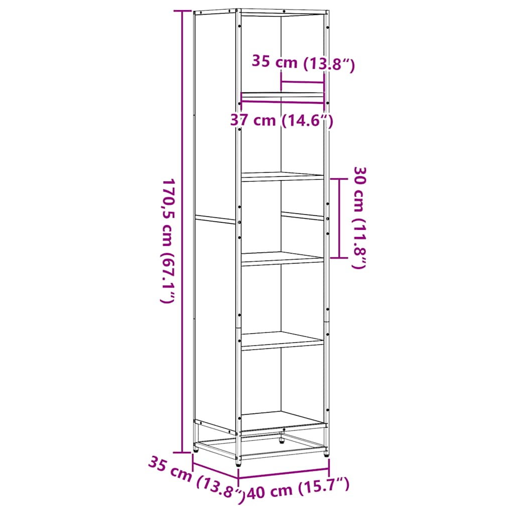 Book Cabinet Grey Sonoma 40x35x170.5 cm Engineered Wood