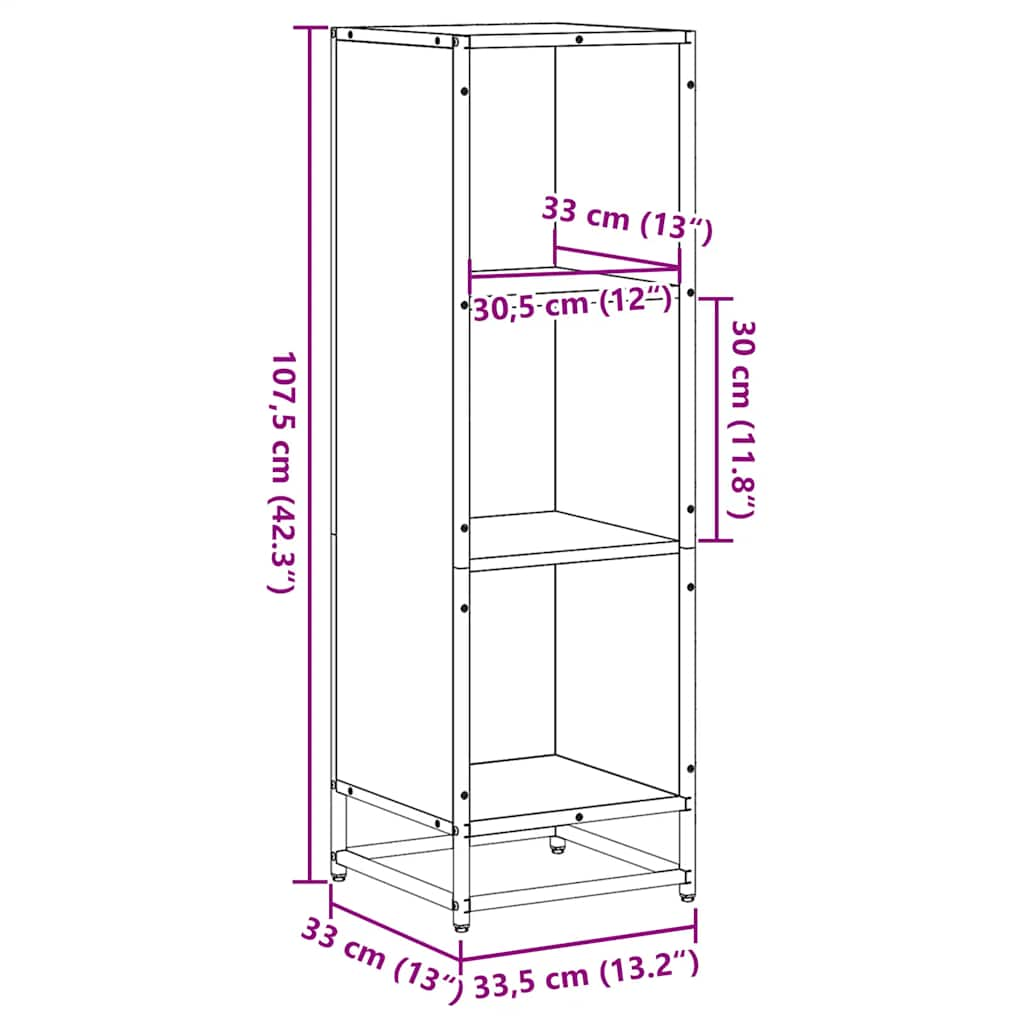 vidaXL Book Cabinet Sonoma Oak 33.5x33x107.5 cm Engineered Wood