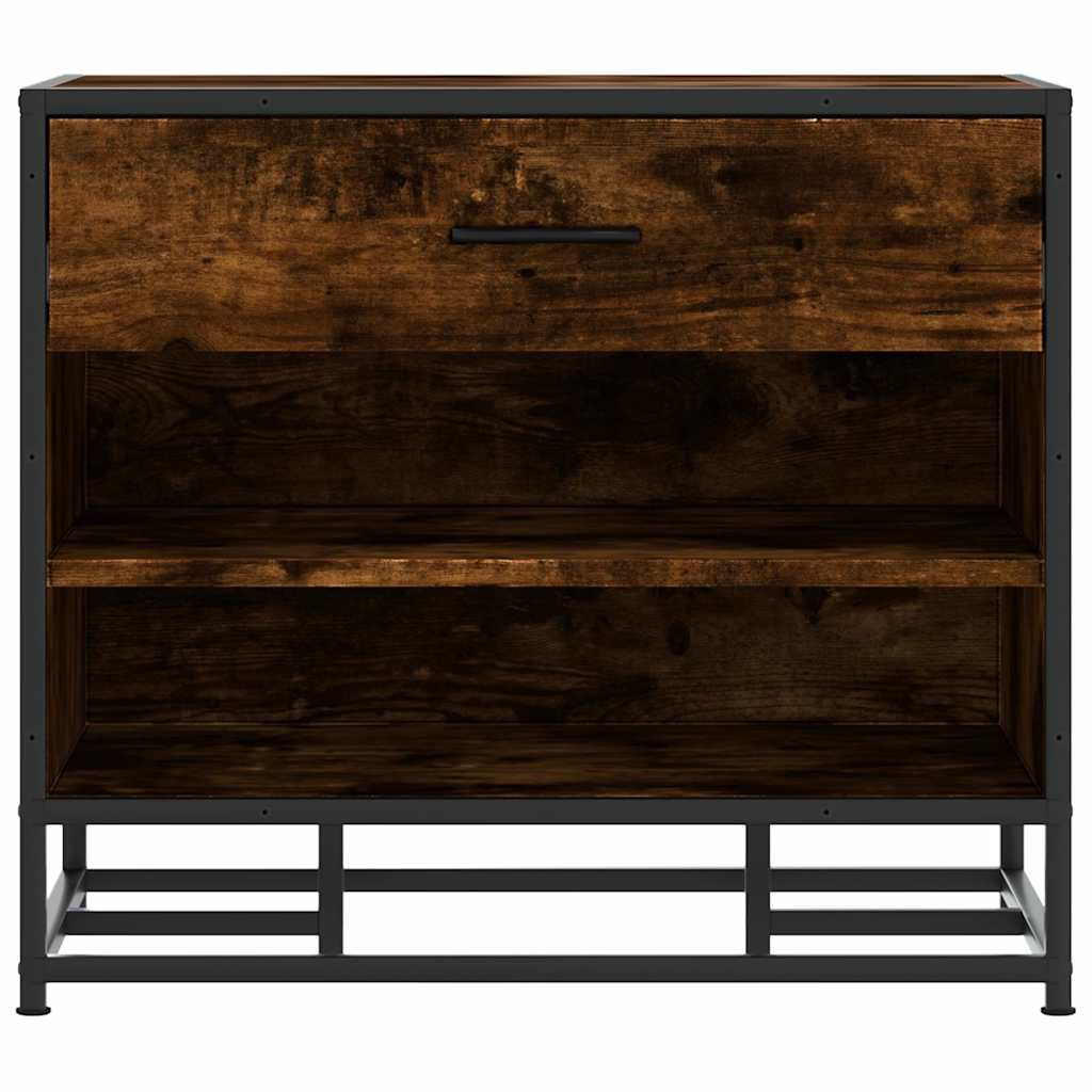 vidaXL Shoe Bench Smoked Oak 60x40x53.5 cm Engineered Wood and Metal
