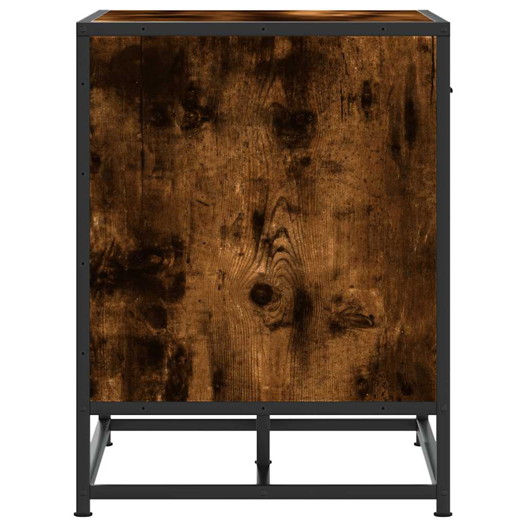 vidaXL Shoe Bench Smoked Oak 60x40x53.5 cm Engineered Wood and Metal