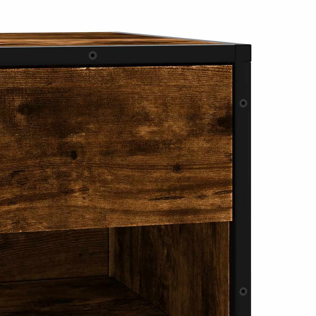 vidaXL Shoe Bench Smoked Oak 60x40x53.5 cm Engineered Wood and Metal